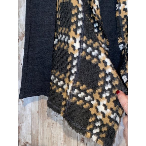 Women's Vex Collection Open Front Drape Gray Wool Blend Cardigan Sweater Size 46 - Picture 3 of 11